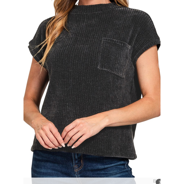 Chenille Waffle Short Sleeve Sweater
