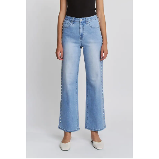 High Rise Wide Leg Pearl Embellishment