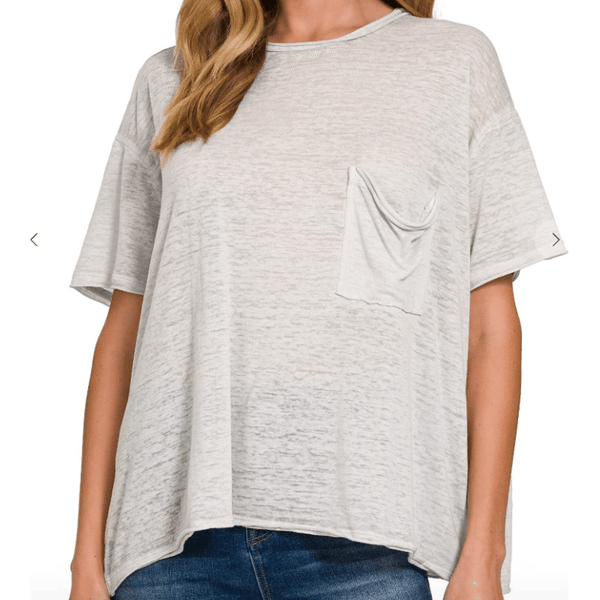 Oversized Washed Melange Burnout Raw Edge Tee