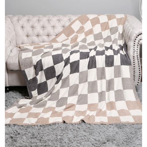 Luxe Multicolor Checkered Reversible Throw Blanket