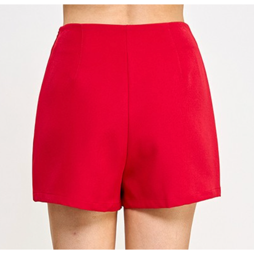 High Waist Short With Pearls - Red