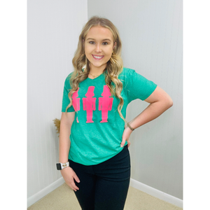 The Royal Standard - Nutcracker Trio V-Neck T-Shirt   Green/Hot Pink   -Asst.