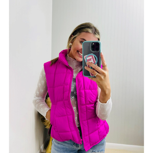 Fuchsia Solid Puffer Vest