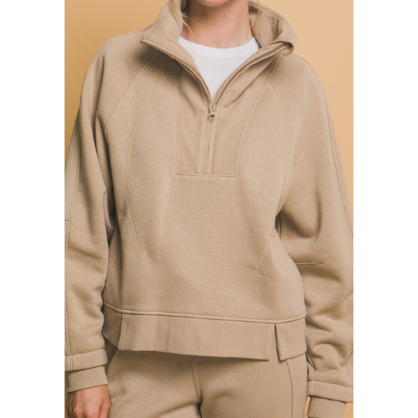 Half Zip Sweatshirt With Funnel Neck