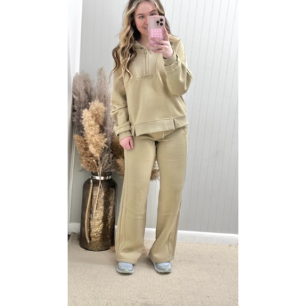 Wide Leg Sweatpants - Khaki