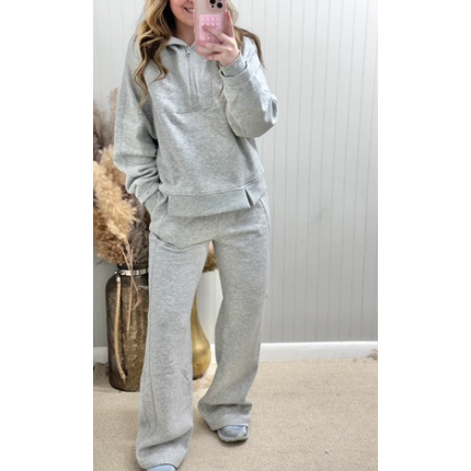 Wide Leg Sweatpants - Heather Grey