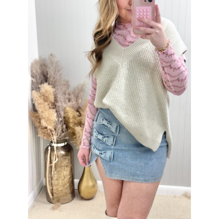 Bow Denim Mini Skirt