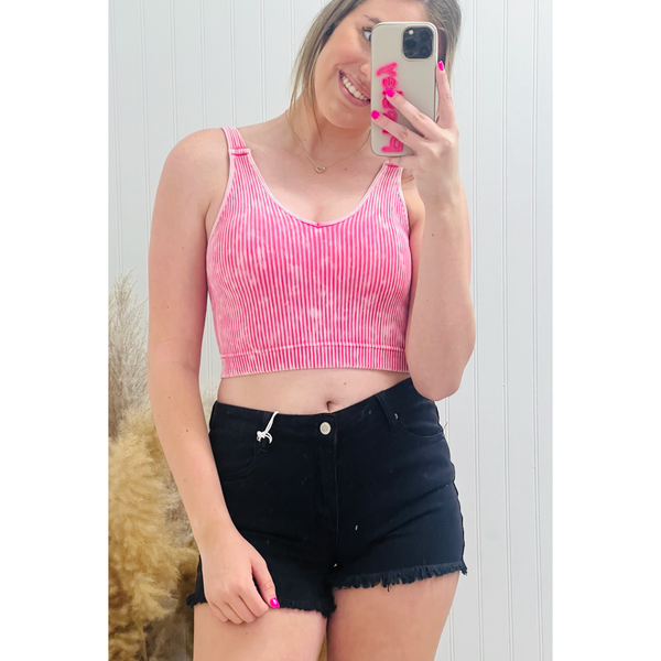 Acid Washed Frayed Cutoff Hem Shorts