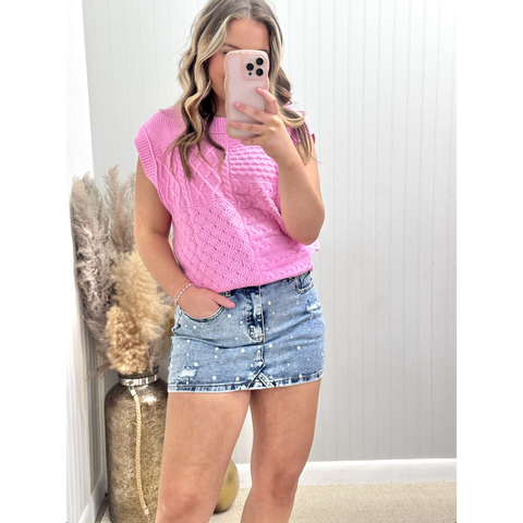 Cable Knit Dolman Sweater Tank