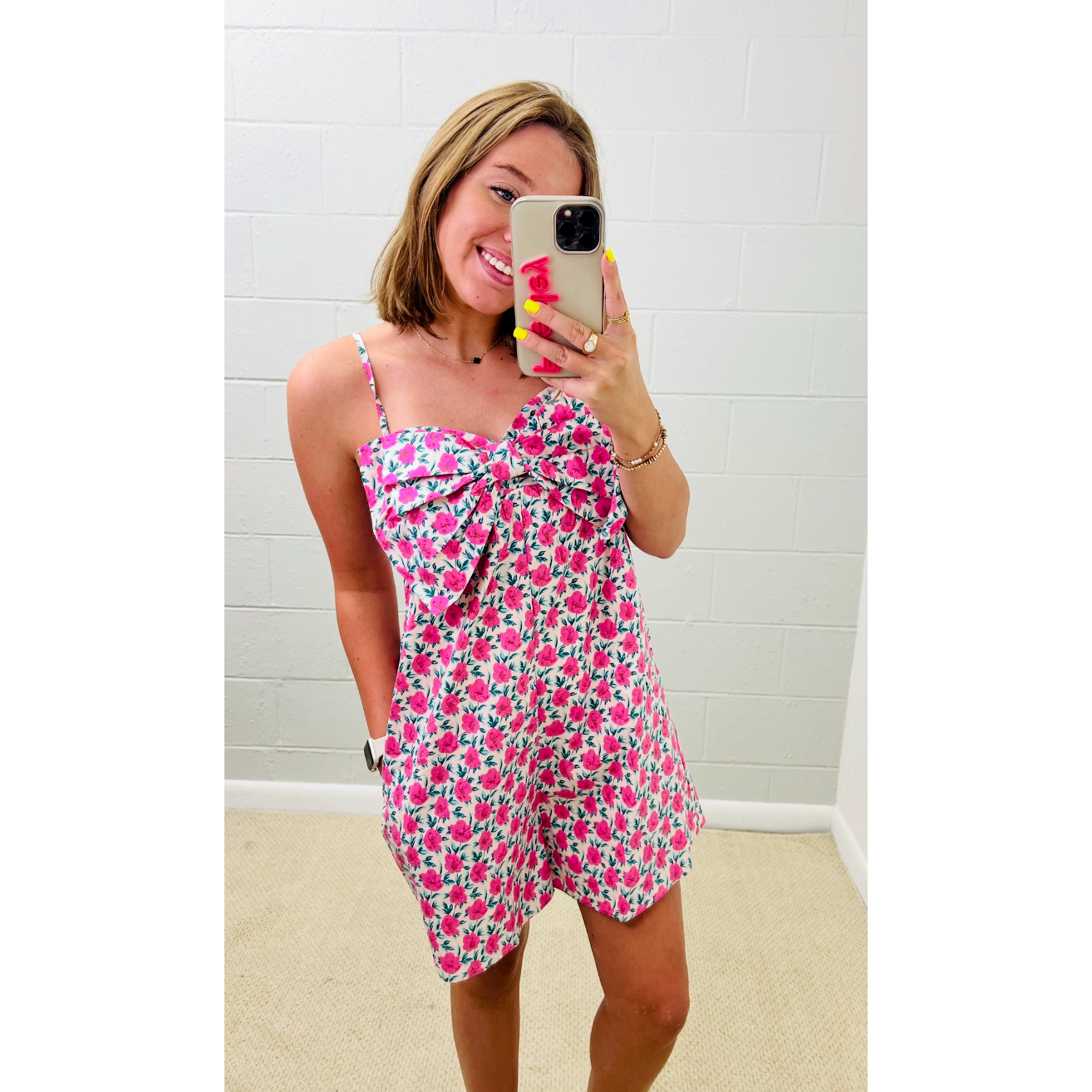 Floral Bow Cami Romper