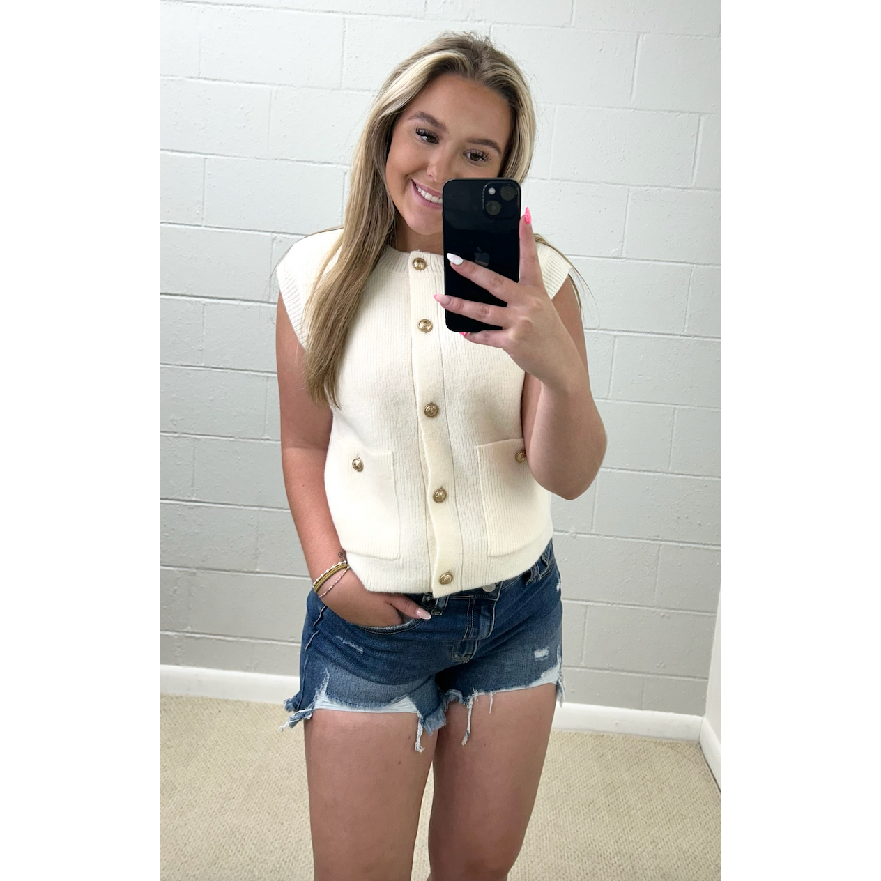 Gold Button Knit Vest