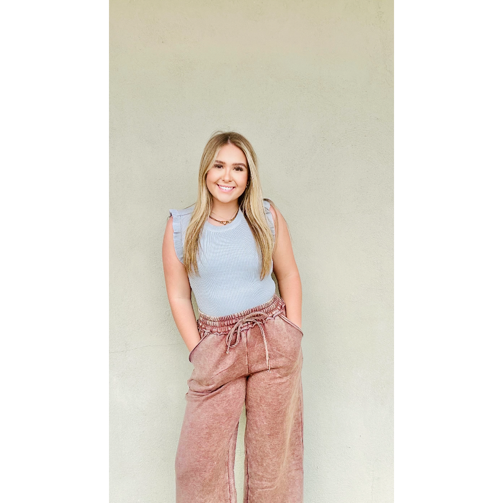 Ruffle Trim Ribbed Sweater Vest by Southern Roots Clothing Company