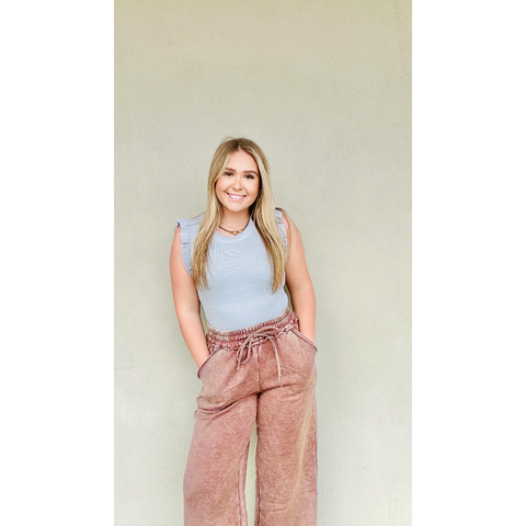 Ruffle Trim Ribbed Sweater Vest by Southern Roots Clothing Company