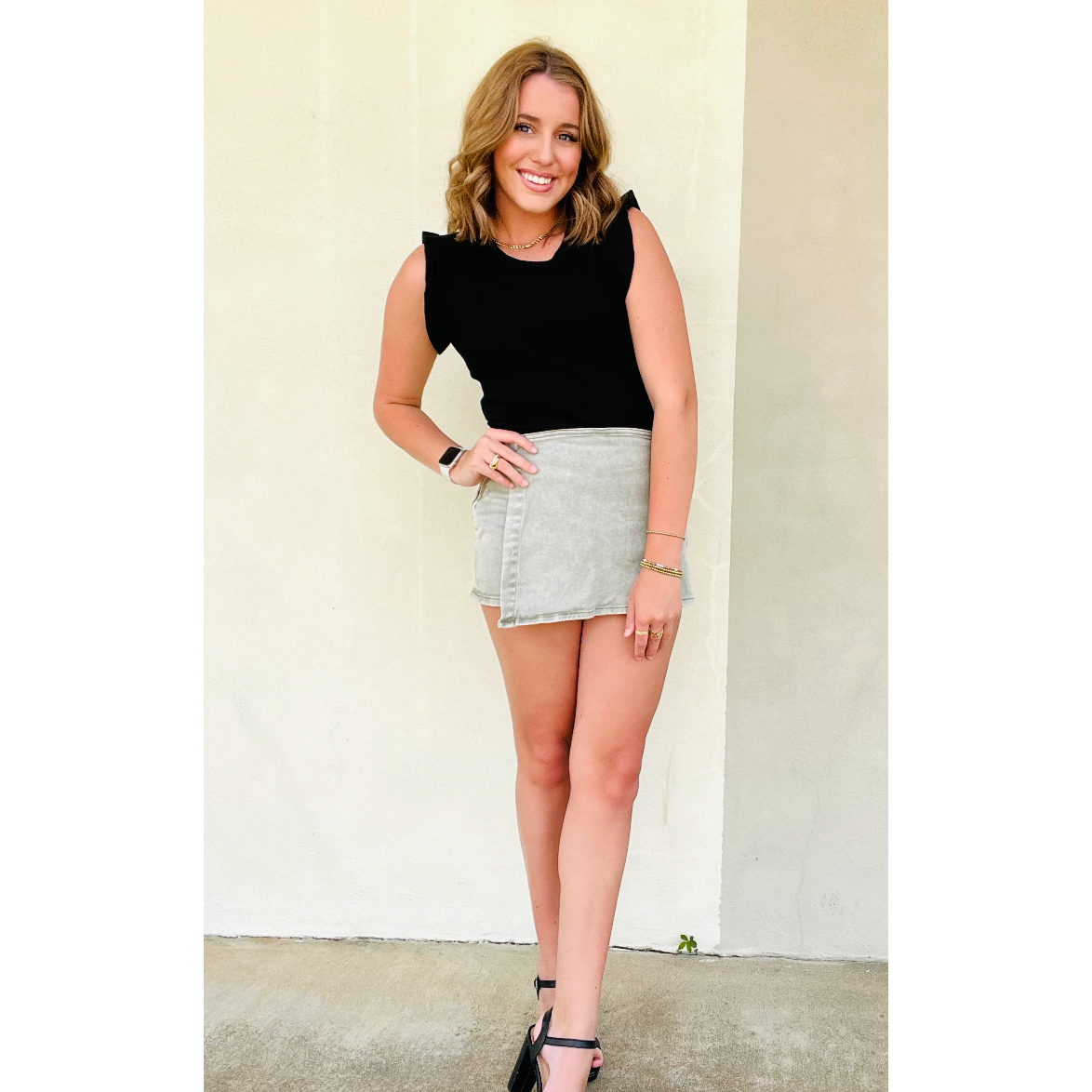 Ruffle Trim Ribbed Sweater Vest by Southern Roots Clothing Company