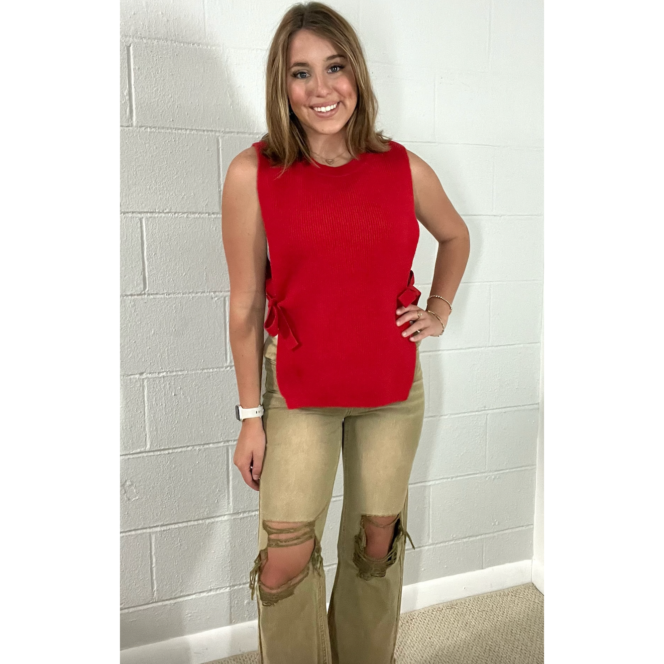 Cozy Chic Side Tie Sweater Vest by Southern Roots Clothing Company