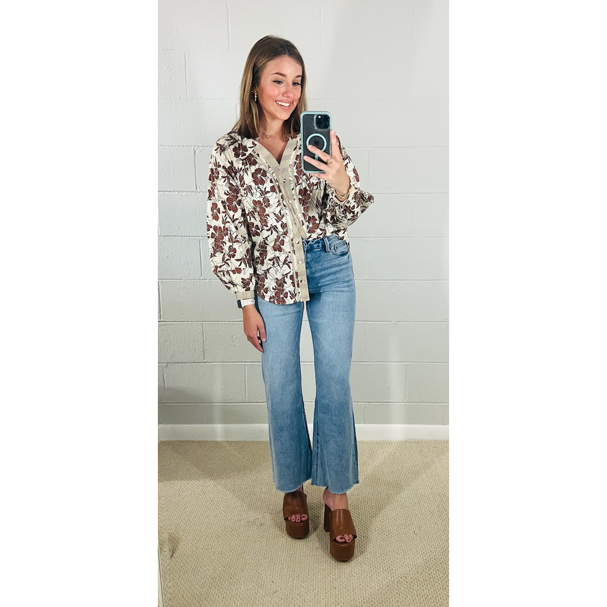 Walnut Floral Button Down Top by Southern Roots Clothing Company