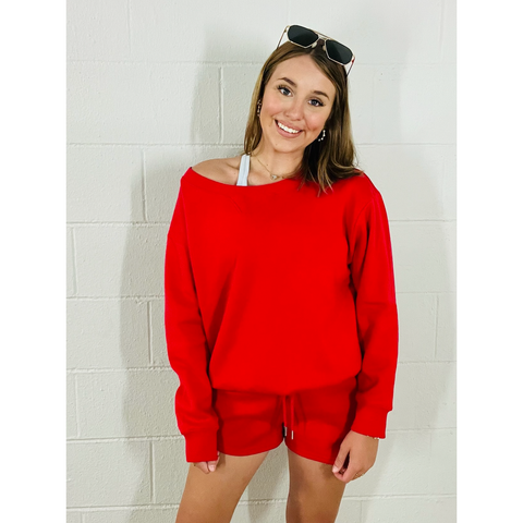 Cozy Fleece Boat Neck Sweatshirt & Shorts Set by Southern Roots Clothing Company