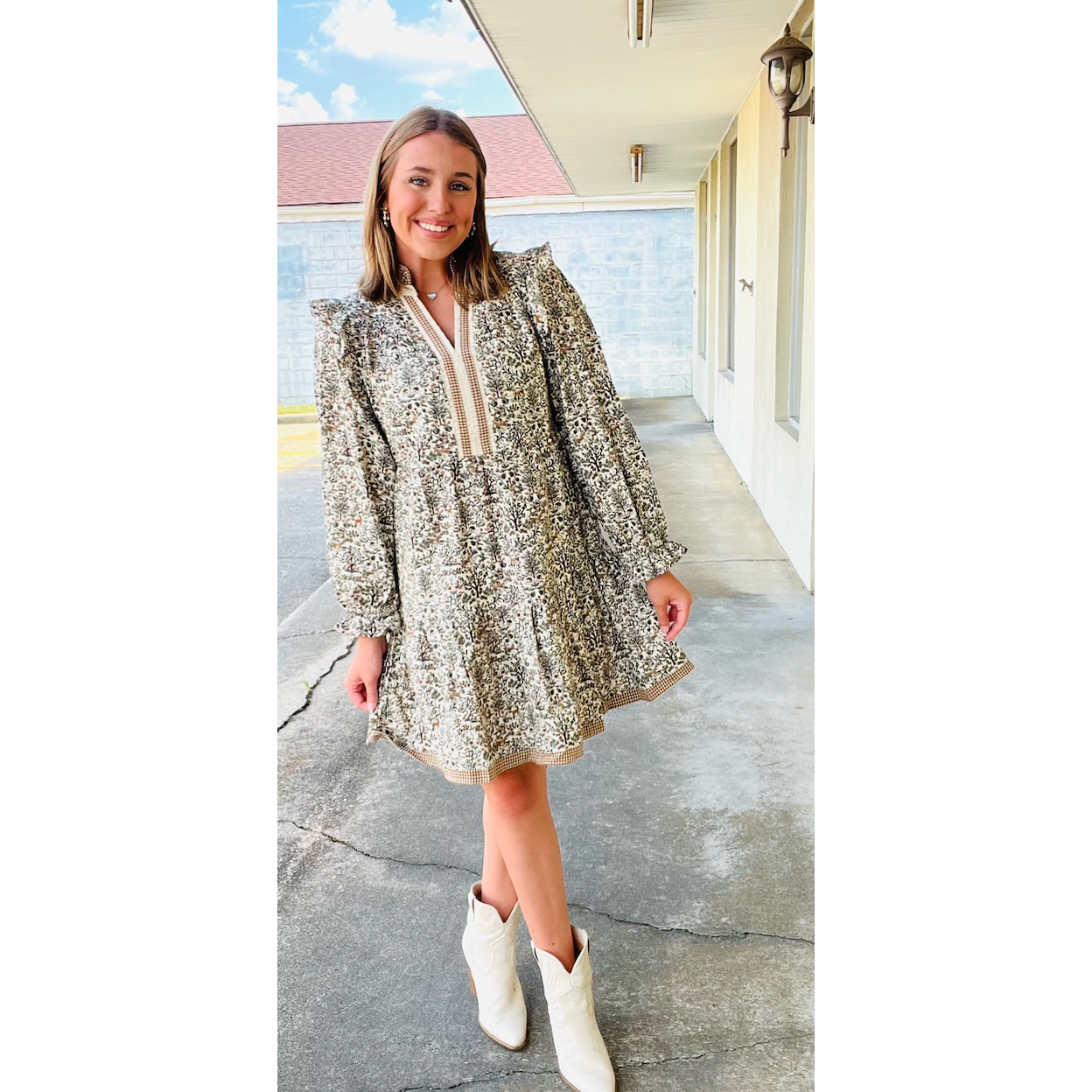 Vintage Woodland Print Tiered Dress by Southern Roots Clothing Company