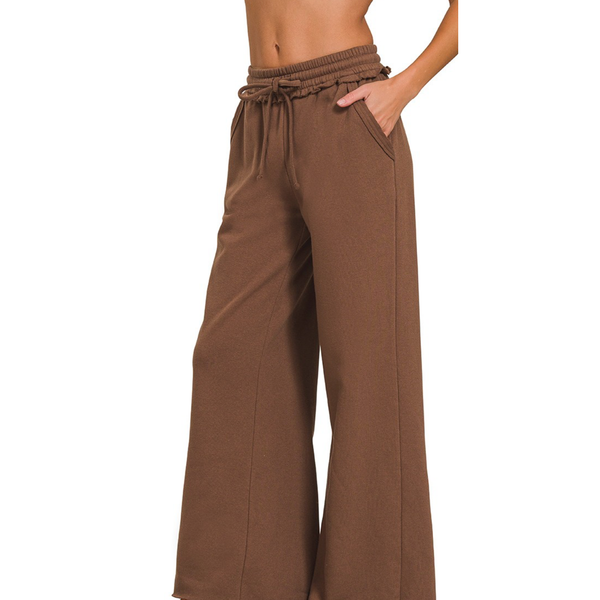 Fleece Exposed Seam Wide Leg Sweatpants