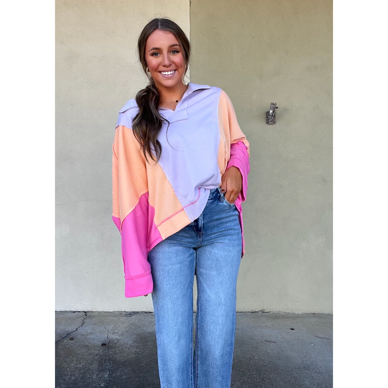 Oversized Long Sleeve Solid Knit Top