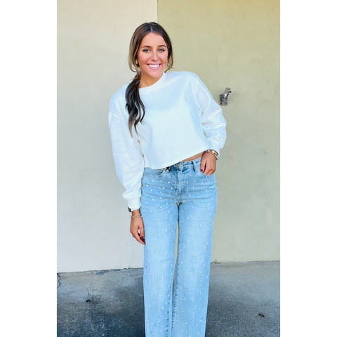 Back Bow Long Sleeve Knit Sweater