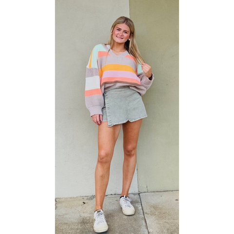 Striped V-Neck Sweater