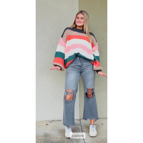 Color Block Chunky Sweater
