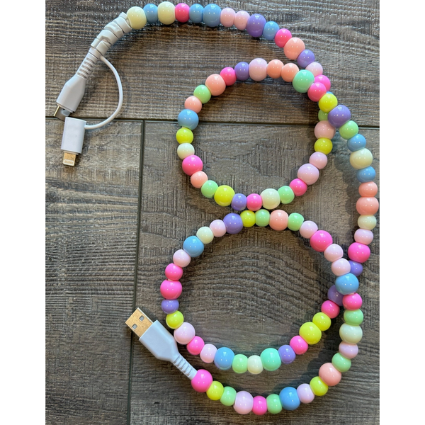 Beaded Phone Charger with Lightning & Usb-C Cable