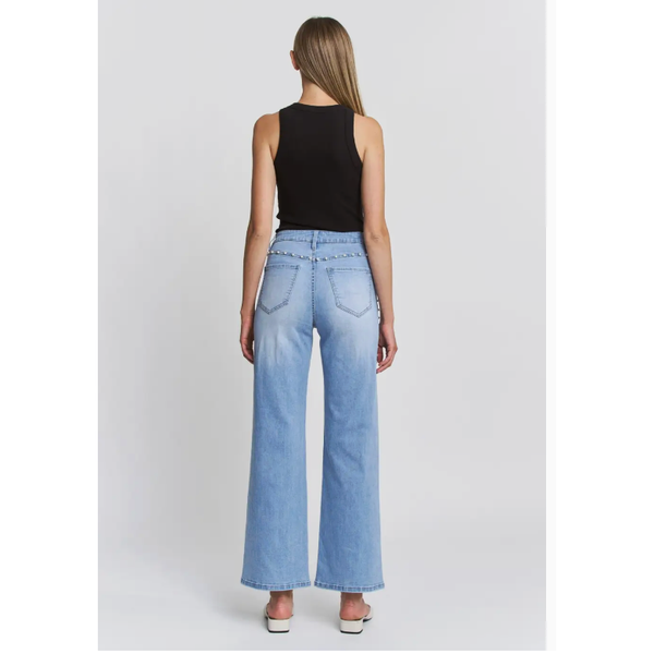 High Rise Wide Leg Pearl Embellishment