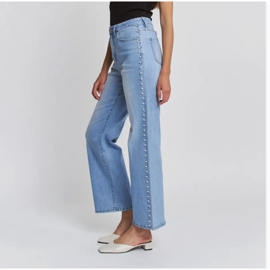 High Rise Wide Leg Pearl Embellishment