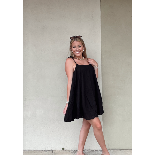Back Button Down Detail Mini Dress