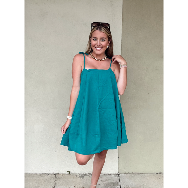 Back Button Down Detail Mini Dress