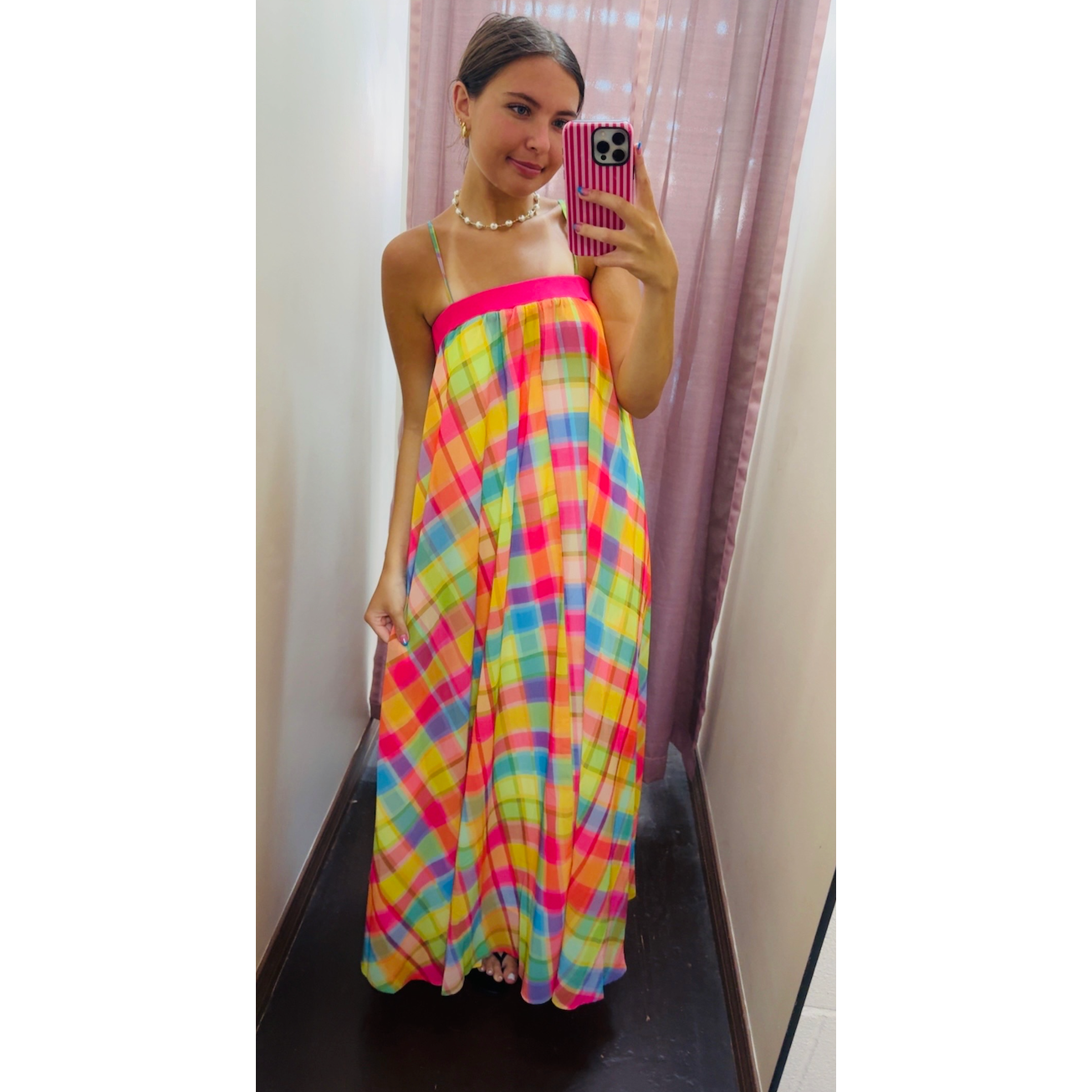 plaid chiffon dress Multicolor WINTERW23-3 100% Polyester Xs Nightclub Las Vegas Size:Adult | 42|W