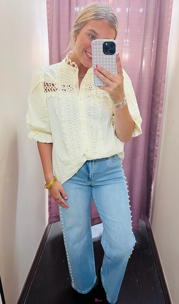 Eyelet Button Down Shirt