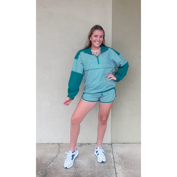 Stripe Active Top & Shorts Set