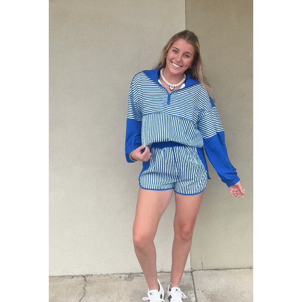 Stripe Active Top & Shorts Set