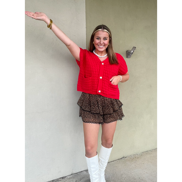 Waffle Texture Crop Cardigan