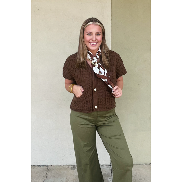 Waffle Texture Crop Cardigan
