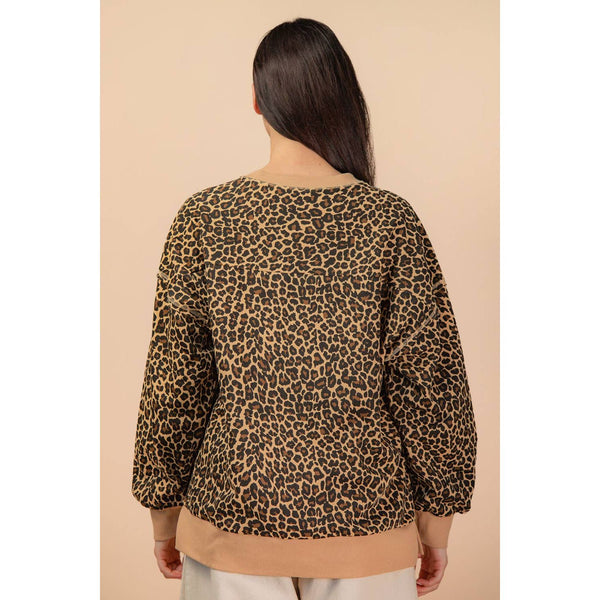 Leopard Printed Knit Casual Top