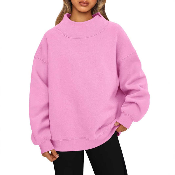 Suhkasana - Women's Oversized Mock Neck Fleece Pullover Sweatshirt
