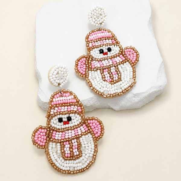 JOSSLYN by wall to wall - CHRISTMAS SEED BEADED STATEMENT DROP EARRINGS | 40E434