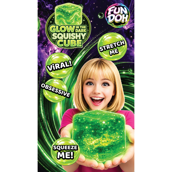 Fun Doh Glow in the Dark Squishy Sparkle Cube