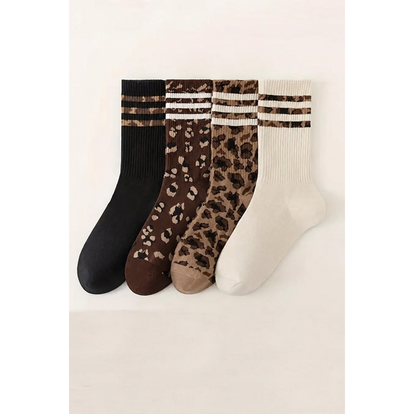 JOSSLYN by wall to wall - WOMAN ANIMAL LEOPARD HALF CREW THROWBACK SOCKS | 40S02071