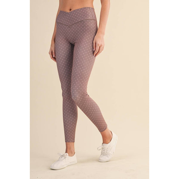 Polka Dot Print High Waist Crossover Legging by KIMBERLY C