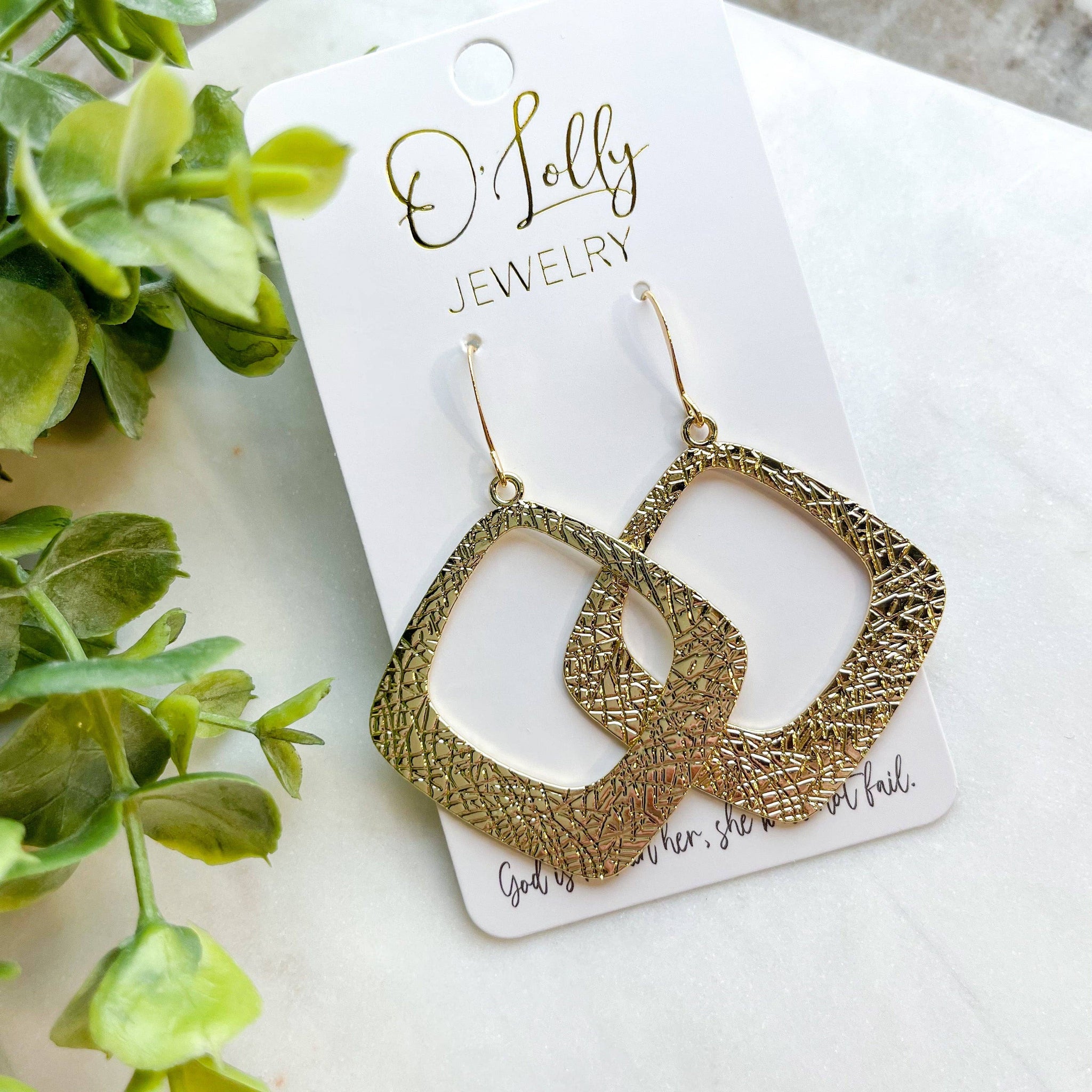O'Lolly Jewelry - Gold Rhom Hammered Dangle Earring