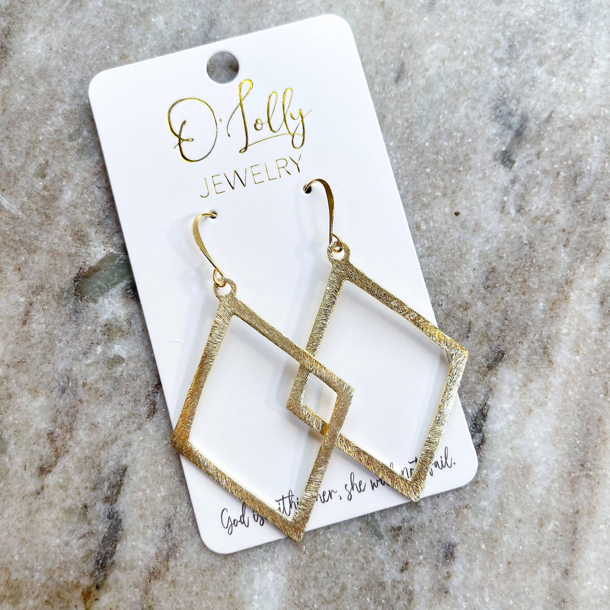 O’Lolly Jewelry - Everyday Gold Diamond Dangle Earrings