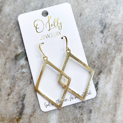 O’Lolly Jewelry - Everyday Gold Diamond Dangle Earrings