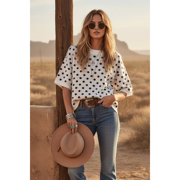 Oversized Polka Dot Sweater Top