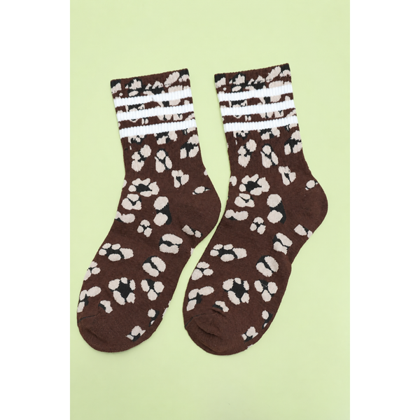 JOSSLYN by wall to wall - WOMAN ANIMAL LEOPARD HALF CREW THROWBACK SOCKS | 40S02071