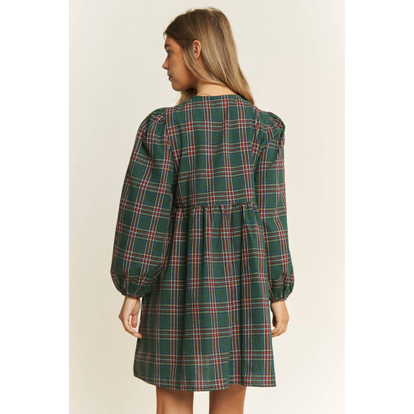 Green Christmas Plaid Dress